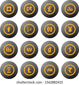 set of currency icons isolated on background

