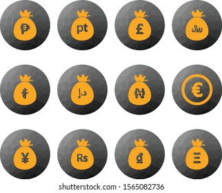 set of currency icons isolated on background
