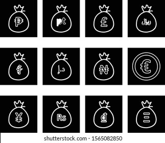 set of currency icons isolated on background

