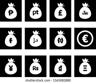 set of currency icons isolated on background
