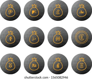 set of currency icons isolated on background
