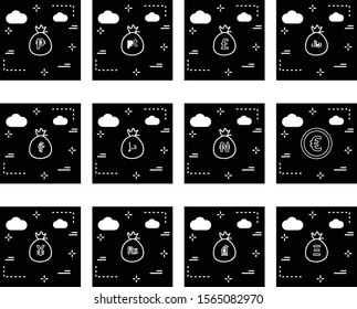 set of currency icons isolated on background
