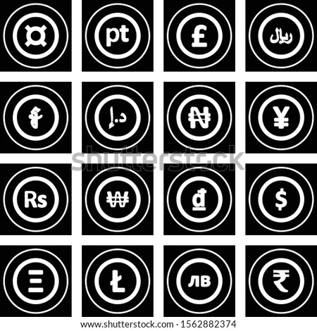 set of currency icons isolated on background
