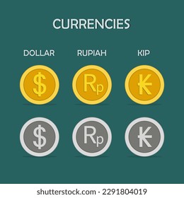 Set of currency icons and symbols