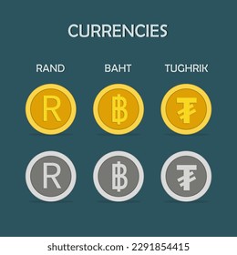 Set of currency icons and symbols