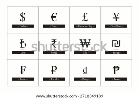 Set of Currency Symbol in White Backgrond