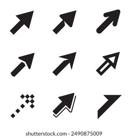 Set of cursor arrow icons isolated on white background. 