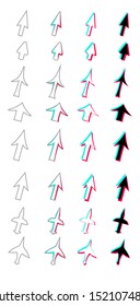 a set of cursor arrow icons for social networks. flat design isolated on a white background, adapted for websites and mobile applications. vector image