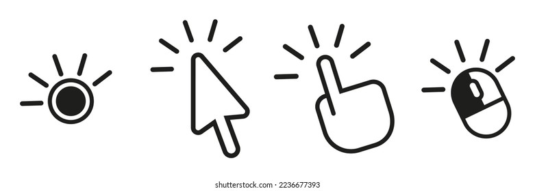 Set of cursor click. Mouse, hand and computer mouse