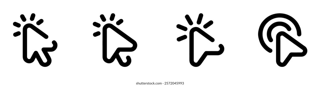 Set of Cursor icons click, vector icons. Mouse click cursor set. Cursor icon. Vector illustration. EPS 10