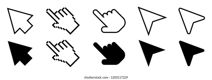 Set of Cursor icons in line and flat modern design. Eps10