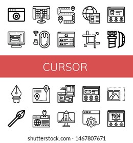 Set of cursor icons such as Website, Resize, Interactive, Mouse, Itinerary, Expand, Arrow, Pen tool, Arrows, Web , cursor