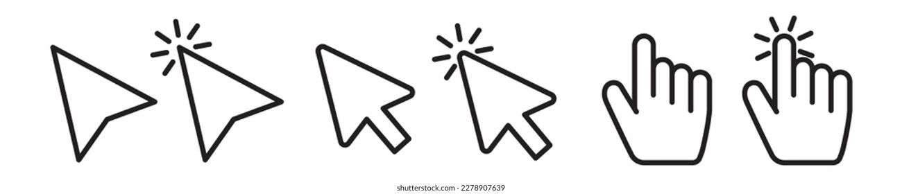 Set of cursor icons. Vector Illustrations