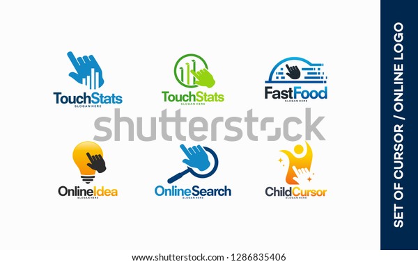 Set Cursor Logo Designs Concept Touch Stock Vector Royalty Free