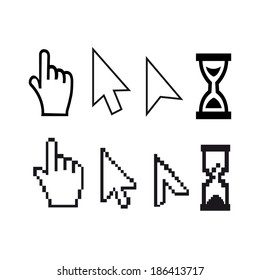 Black White Cursors Icons Pc Interface Stock Vector (Royalty Free ...