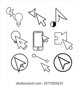 set of cursors icons,Hand click icon,Computer mouse click vector icon design white background
