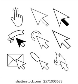 set of cursors icons,Hand click icon,Computer mouse click vector icon design white background
