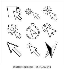 set of cursors icons,Hand click icon,Computer mouse click vector icon design white background
