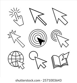 set of cursors icons,Hand click icon,Computer mouse click vector icon design white background
