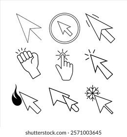 set of cursors icons,Hand click icon,Computer mouse click vector icon design white background
