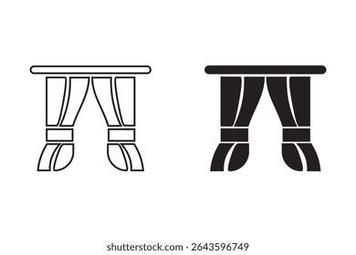 Conjunto de ícones de linha de vetor de cortinas e persianas. Inclui Ícones Como Persianas, Cortina, Cortinas, Cortinado, Janela E Muito Mais.