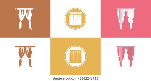 set curtains logo design inspiration minimalist collection circus curtainluxury blindline art Premium Vector
