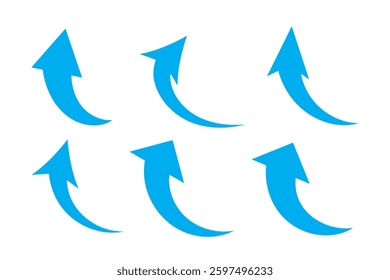 Set Curve arrow. Curved arrows. Arrow sign. Flat style icons. set of Blue curve arrow icon vectors. Curve arrow icon vector illustration. EPS 10