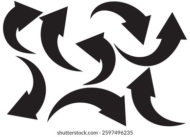 Set Curve arrow. Curved arrows. Arrow sign. Flat style icons. set of Blue curve arrow icon vectors. Curve arrow icon vector illustration. EPS 10