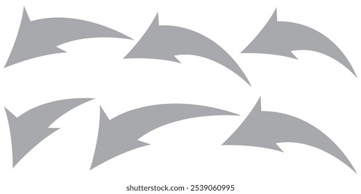 Set of curve arrow vector illustrations,
