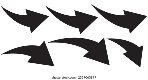 Set of curve arrow vector illustrations,