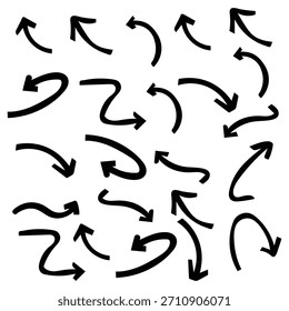 Ein Satz von Kurven Pfeile handgezeichnet Set Vektorsammlung, Grunge Pfeilpinsel gezeichnet, doodle Symbole dekorative Element Design Illustration Design, und doodle Element, eps Vektorgrafik Design, 