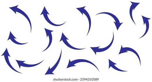 set of curve arrows icon 