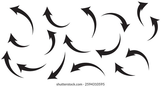 set of curve arrows icon 