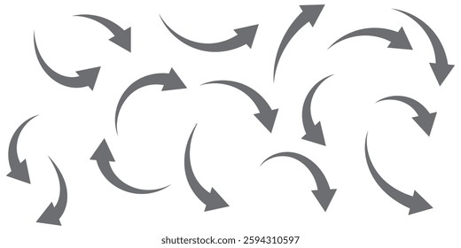 set of curve arrows icon 