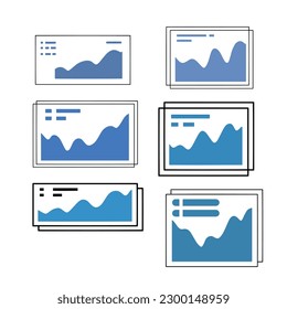 Set of curve graphs. Minimalistic design of business infographics.