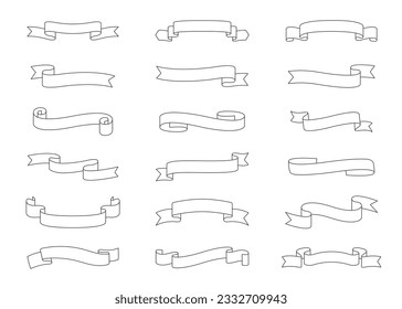 set of curve ribbons line style isolated on white background.