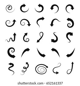 Set of curve and spiral vector arrows for website and user interfaces