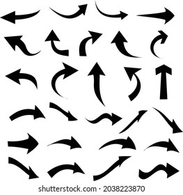 Set of curve vector arrows. Vector illustration of black vector  arrow set.