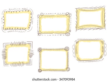 Set with a curve vector photoframe of brown color