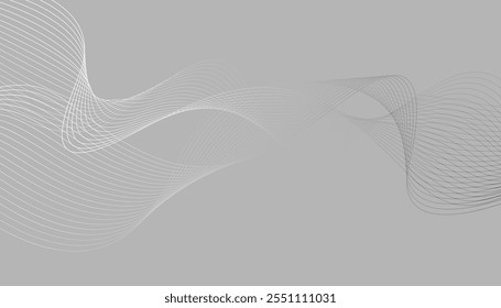 Set of curved abstract shapes on gray background. multiple wavy line. gradient flowing wave line pattern. long wave lines. wave effect line. moving waves set