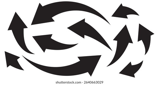 Set of curved arrows icon set for website, design, logo, app, UI. Curved arrows, hand drawn curved arrows. Curved arrows isolated on white background. 