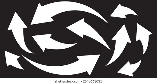 Set of curved arrows icon set for website, design, logo, app, UI. Curved arrows, hand drawn curved arrows. Curved arrows isolated on white background. 