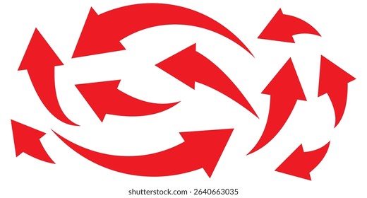 Set of curved arrows icon set for website, design, logo, app, UI. Curved arrows, hand drawn curved arrows. Curved arrows isolated on white background. 