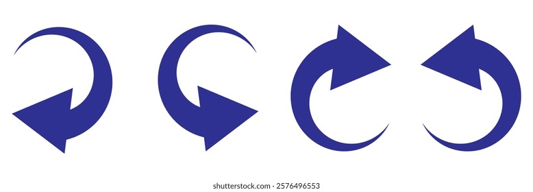 Set of  curved arrows isolated on white.
