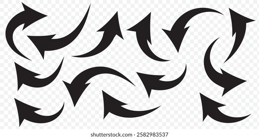 Set of curved arrows isolated on white background. Curved arrows, hand drawn curved arrows. Set long blue curve arrow icon vector . blue curve arrow icon set. long arrow icon set. curve arrow vector.