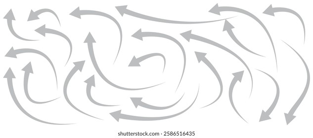 Set of curved arrows isolated on white background. Curved arrows, hand drawn curved arrows. Set long black curve arrow icon vector . black curve arrow icon set. long arrow icon set. curve arrow icon