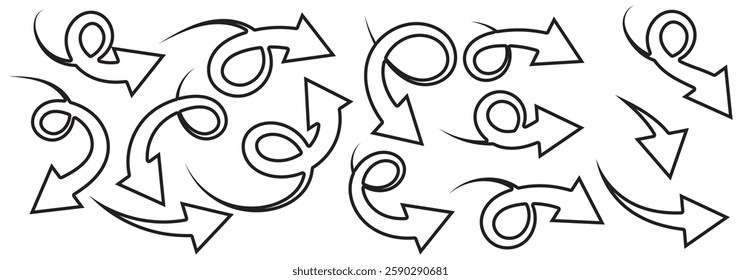 Set of Curved Arrows isolated on Transparent background. Vector illustration editable icons. arrow icon for your web site design, logo, app, UI. EPS 10.