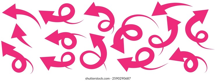 Set of Curved Arrows isolated on Transparent background. Vector illustration editable icons. arrow icon for your web site design, logo, app, UI. EPS 10.