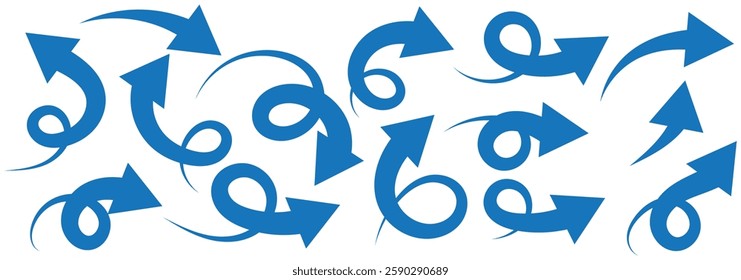 Set of Curved Arrows isolated on Transparent background. Vector illustration editable icons. arrow icon for your web site design, logo, app, UI. EPS 10.