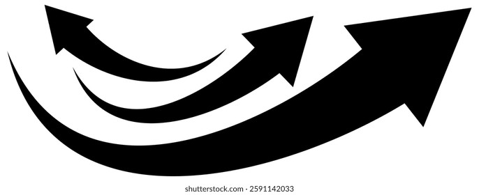 Set of curved arrows isolated on white background. Curved arrows, hand drawn curved arrows. Collection of pointers. Vector illustration